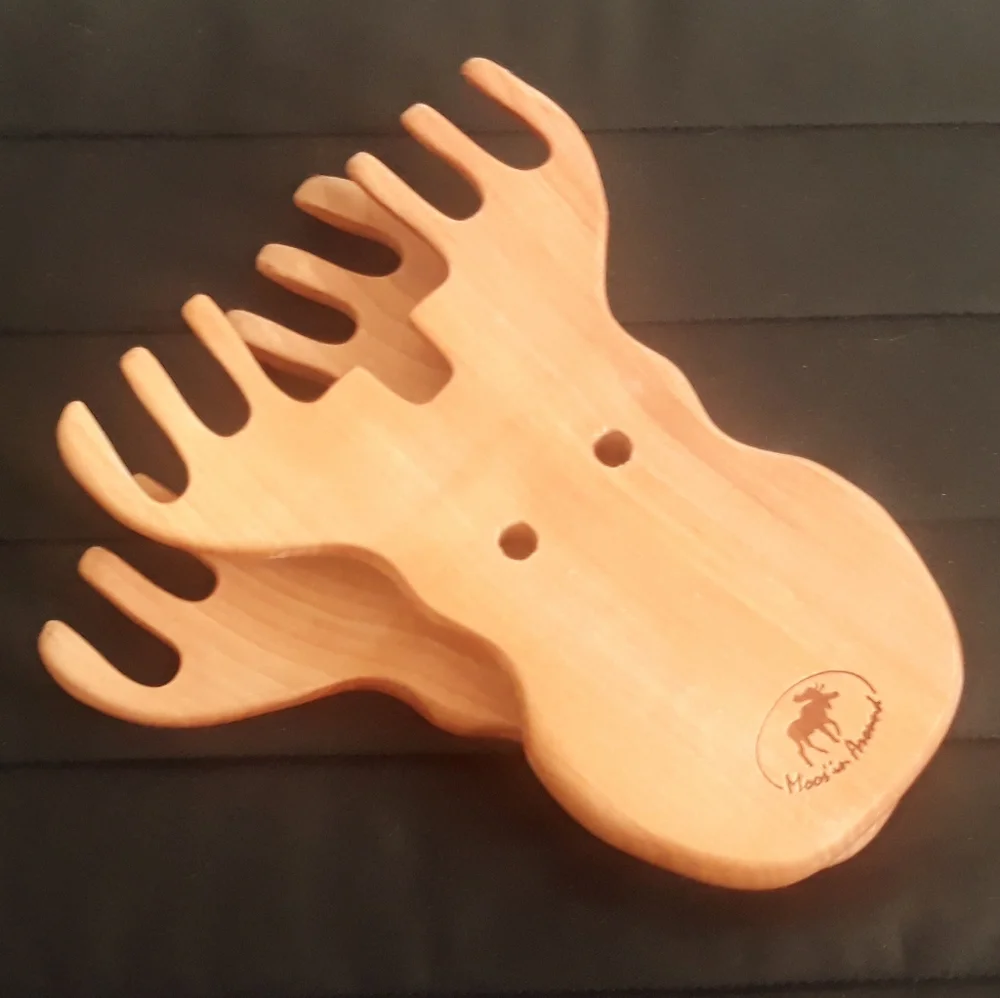 Rock Creek Trading Company Wood Moose Salad & Pasta Servers